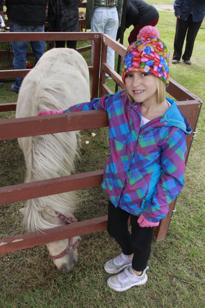 Everly petting horse